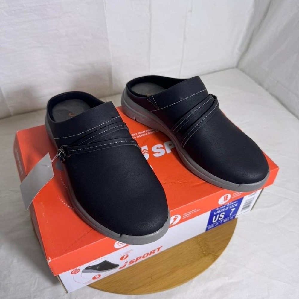New J Sport Gina women's slip-on clog mule shoes in black size 7